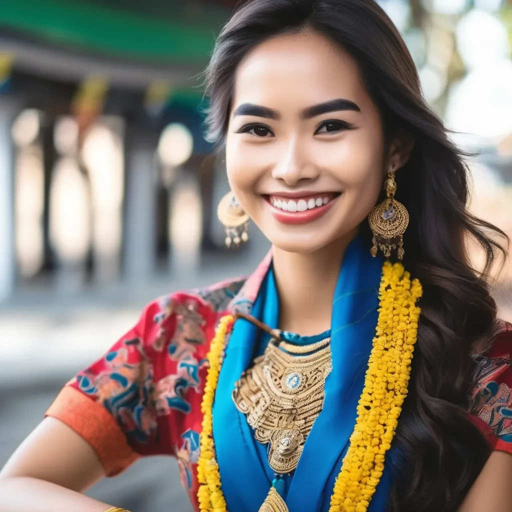 Tailandesa em traje tradicional